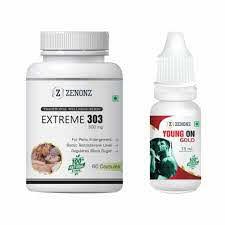 Zenonz Combo Pack of Extreme 303, 60 Capsules & Young On Gold 15ml